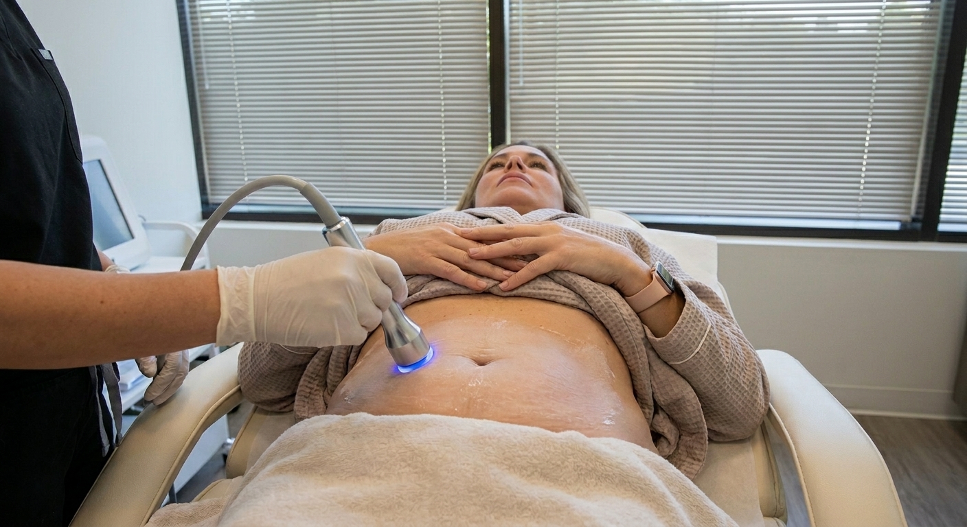 Cryoskin treatment for loose skin in Lake Forest, showing skin tightening results