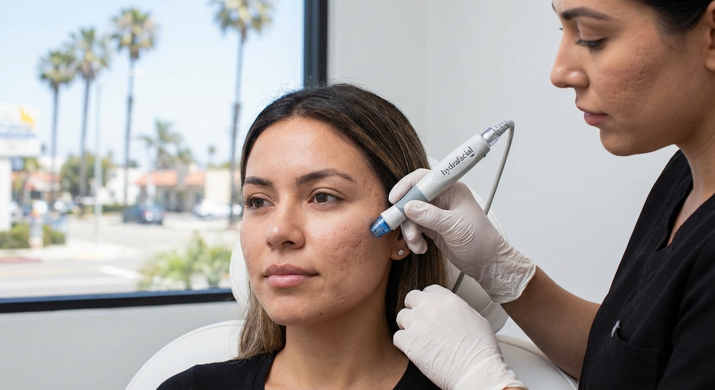HydraFacial treatment for acne scar improvement in Costa Mesa